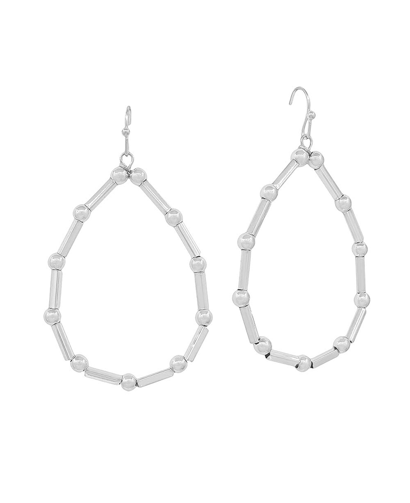 4mm CCB & Metal Bar Teardrop Earring - 1.8"