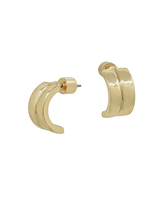 Double Layered Half Round Metal 15mm Hoop Earring