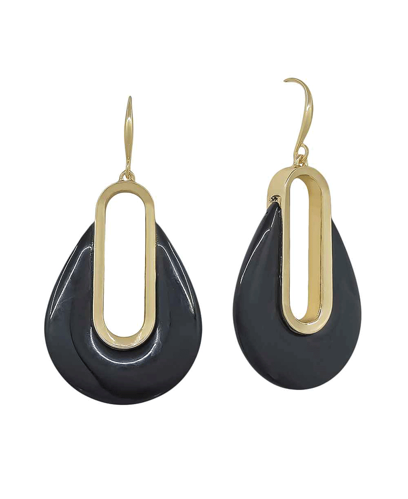 Teardrop Metal & Resin Earring - 1.8"
