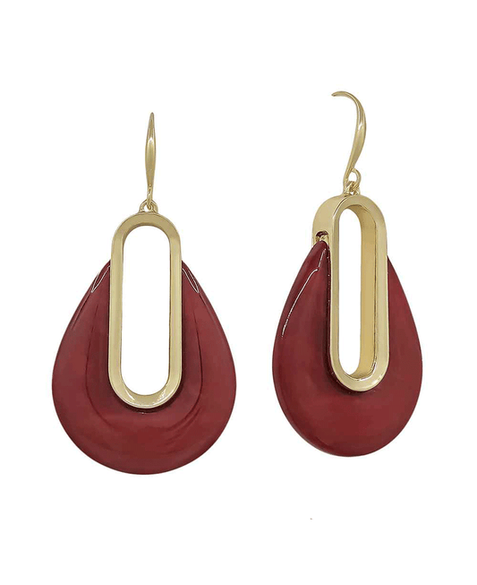 Teardrop Metal & Resin Earring - 1.8"
