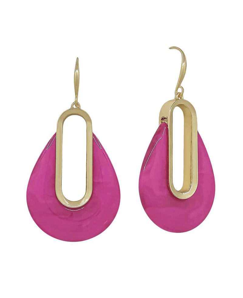 Teardrop Metal & Resin Earring - 1.8"