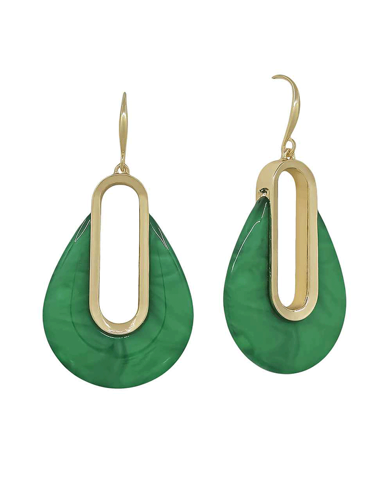 Teardrop Metal & Resin Earring - 1.8"