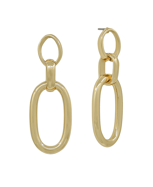 Multi Oval Shape Link Post Earring - 1.5"