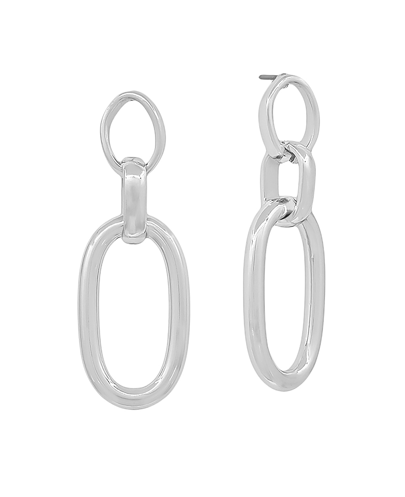 Multi Oval Shape Link Post Earring - 1.5"