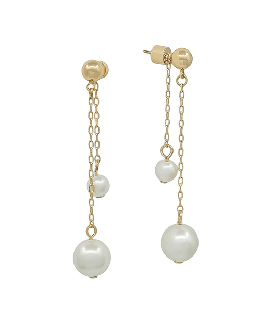 Linear Chain 5 & 10mm Pearl Drop Earring - 2.0"