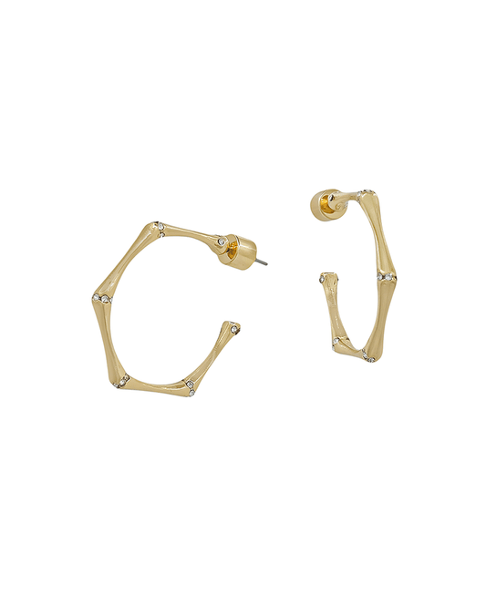 Hexagon Thin Metal Hoop Earring - 1.0"