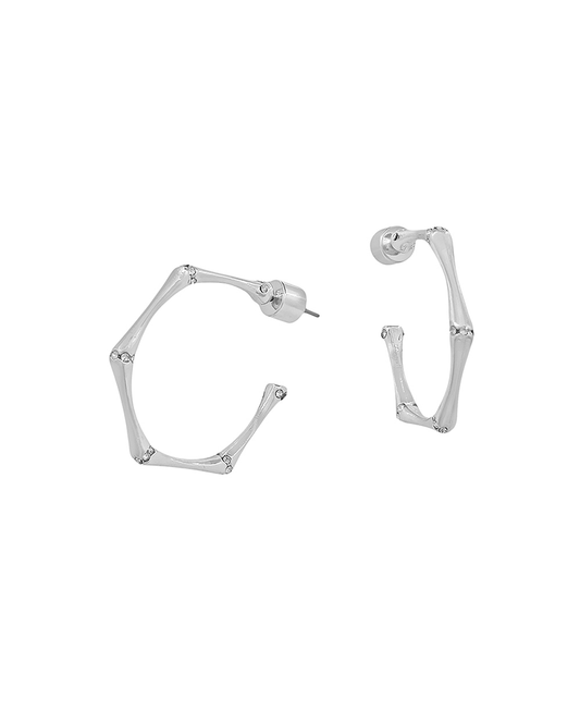 Hexagon Thin Metal Hoop Earring - 1.0"