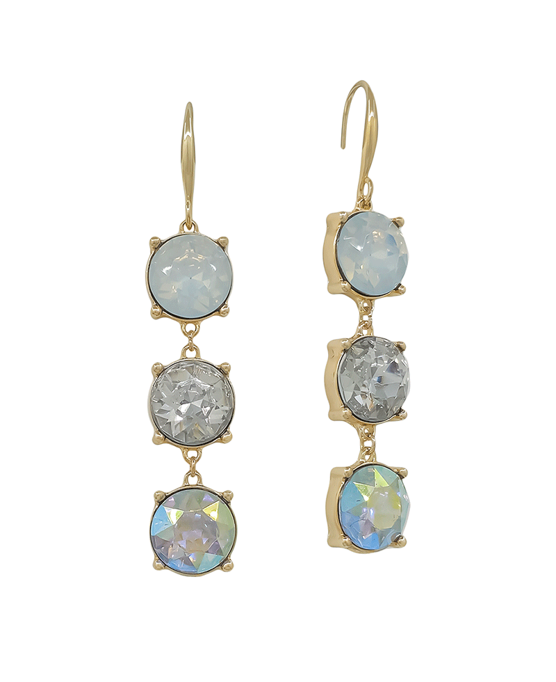 12mm Stone Colored 3 Drop Earring