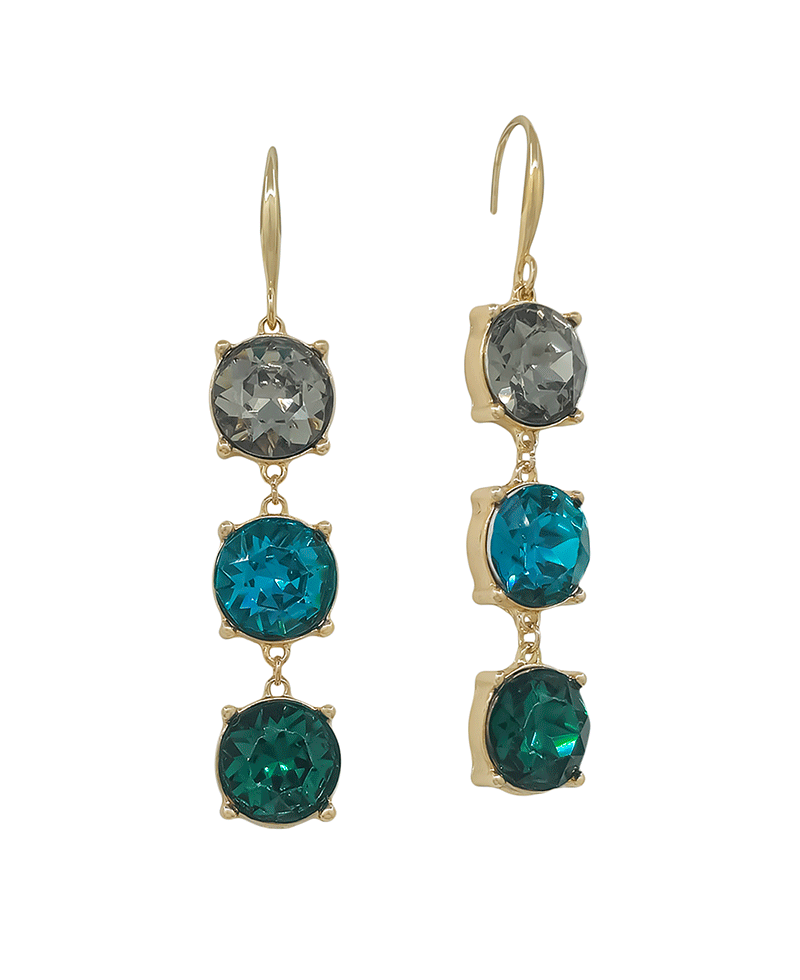 12mm Stone Colored 3 Drop Earring