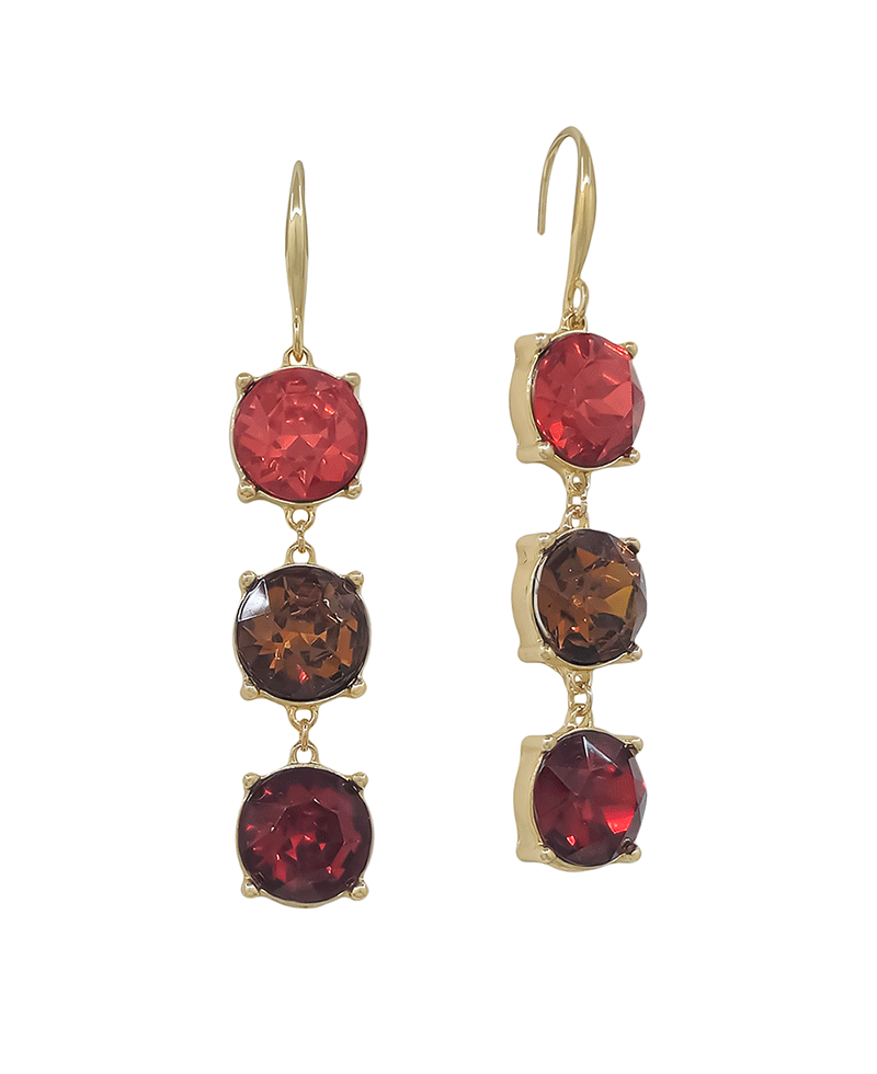 12mm Stone Colored 3 Drop Earring