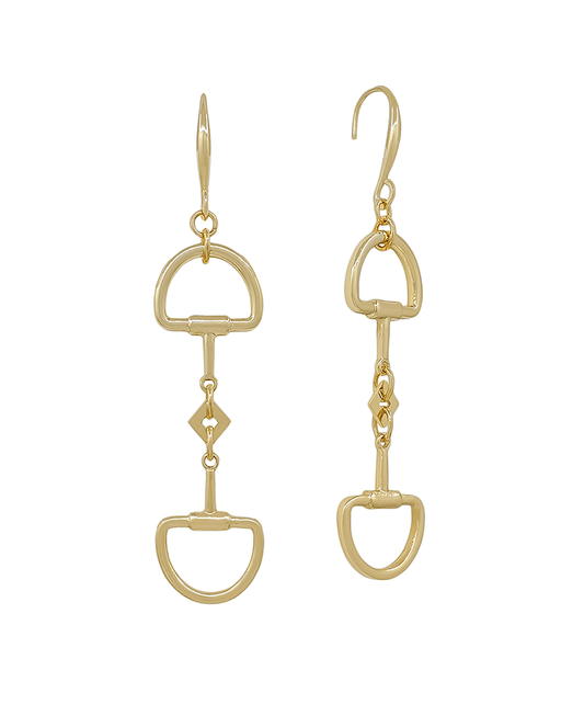 Horsebit Metal Linked Earring - 1.5"