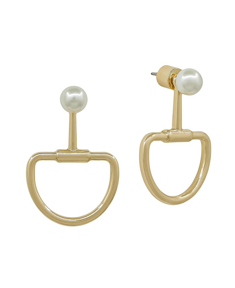 6mm Pearl Post w/ Horsebit Metal Earring - 1.0"