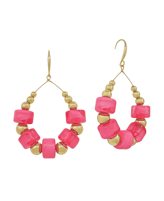 Resin Beads & CCB Teardrop Earring - 2.0"