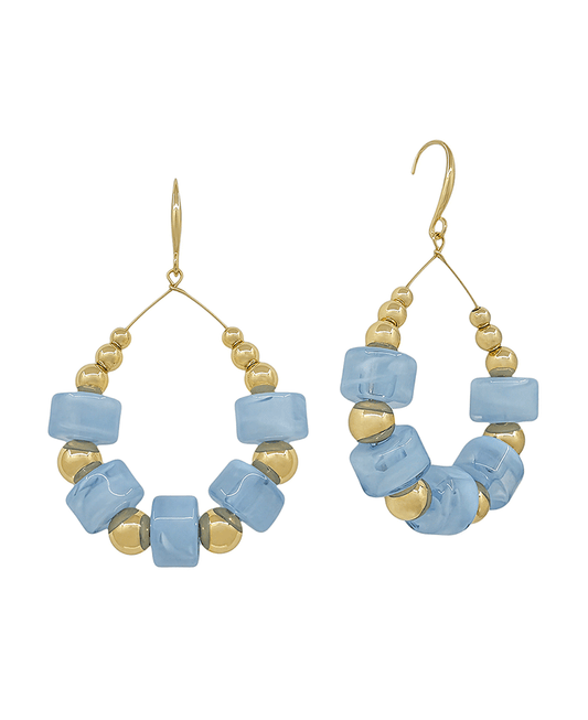 Resin Beads & CCB Teardrop Earring - 2.0"