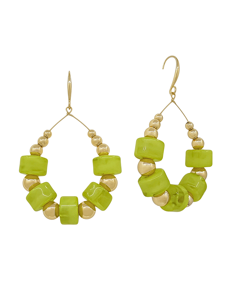 Resin Beads & CCB Teardrop Earring - 2.0"