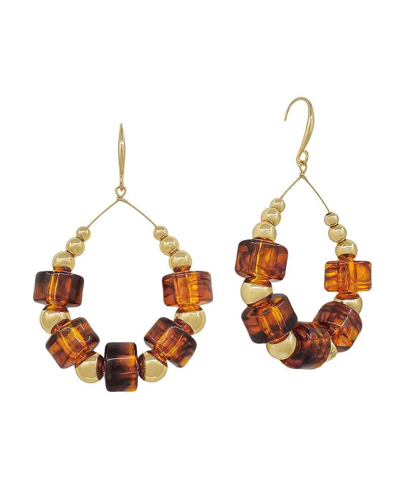 Resin Beads & CCB Teardrop Earring - 2.0"