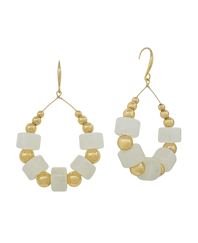 Resin Beads & CCB Teardrop Earring - 2.0"