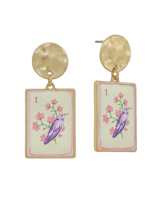 Mahjong Ceramic Post Earring - 1.3"