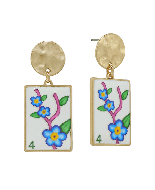 Mahjong Ceramic Post Earring - 1.3"