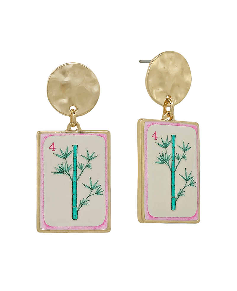 Mahjong Ceramic Post Earring - 1.3"
