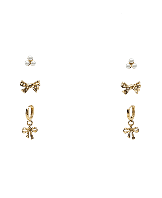 Bow Hoop 3 Set Earring