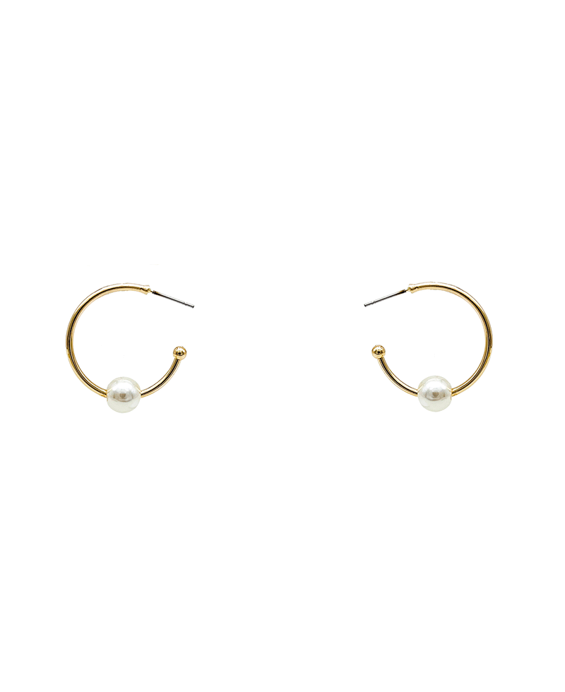 Single Pearl Hoop Earring - 1.0"