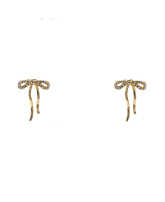 Pave Bow Stud Earring - 0.7"