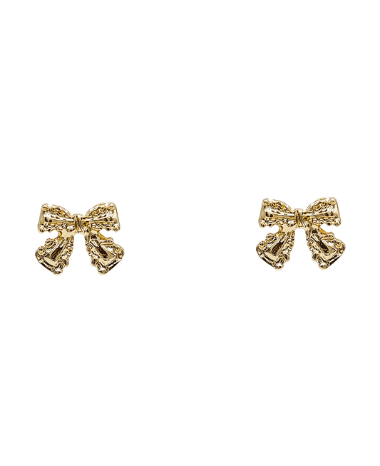 Textured Bow Stud Earring - 0.7"