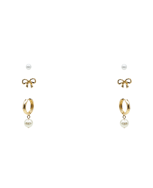 Bow & Pearl 3 Set Earring