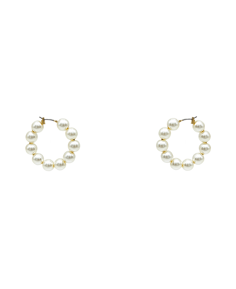 Pearl Hoop Earring - 1.4"