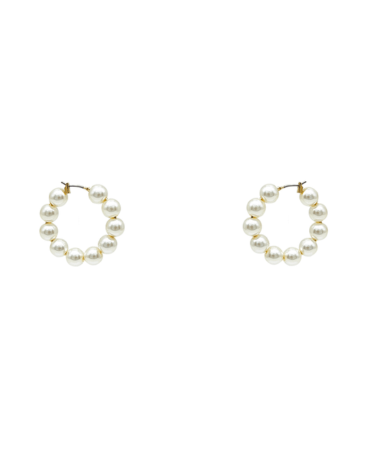 Pearl Hoop Earring - 1.4"
