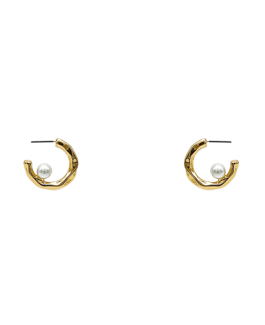 Pearl Hoop Earring - 0.9"