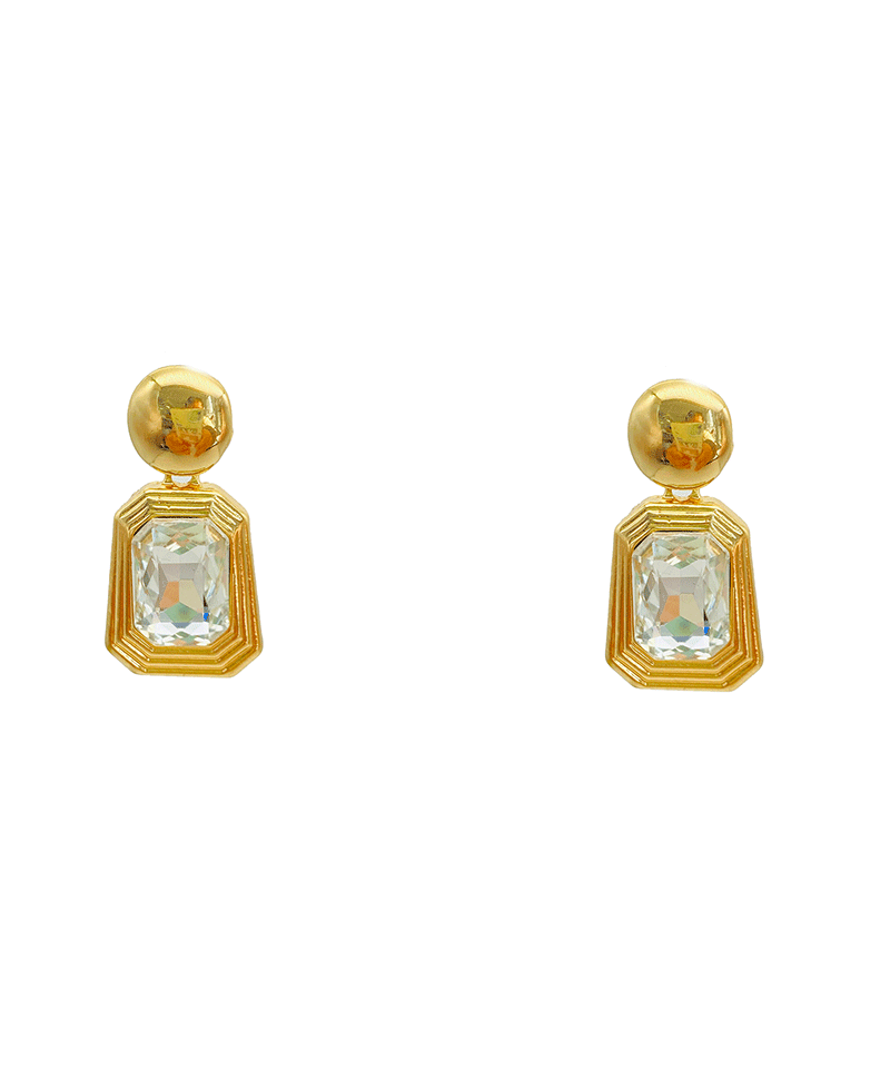 Rectangle Stone Post Earring - 1.7"