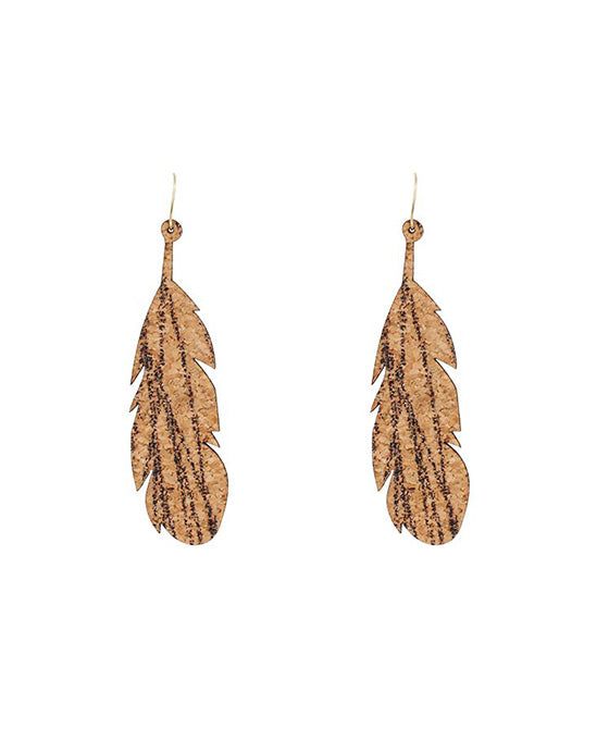 Cork Feather Earring