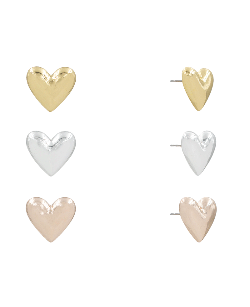 Heart Stud 3 Set Earring