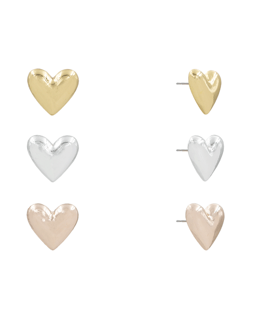 Heart Stud 3 Set Earring