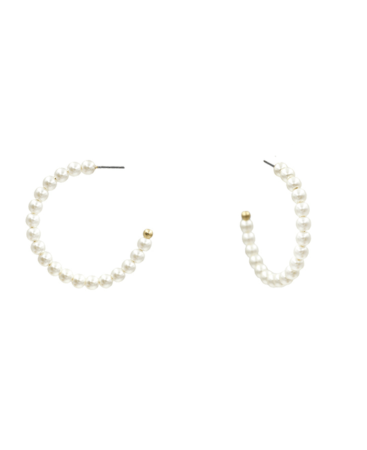 Round Pearl Hoop Earring - 1.75"