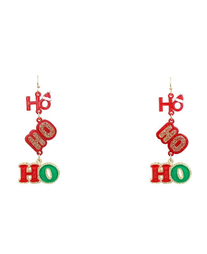 Christmas HOHOHO Acrylic Earring - 2.5"
