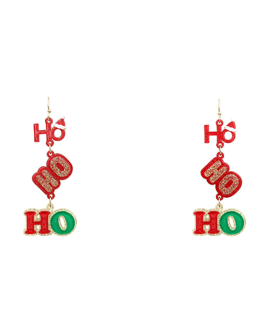 Christmas HOHOHO Acrylic Earring - 2.5"