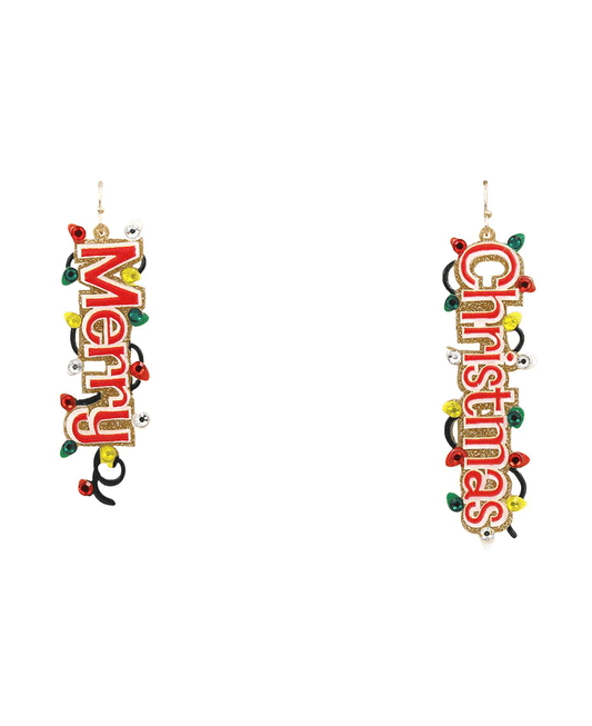 Merry Christmas Acrylic Earring - 3.1"