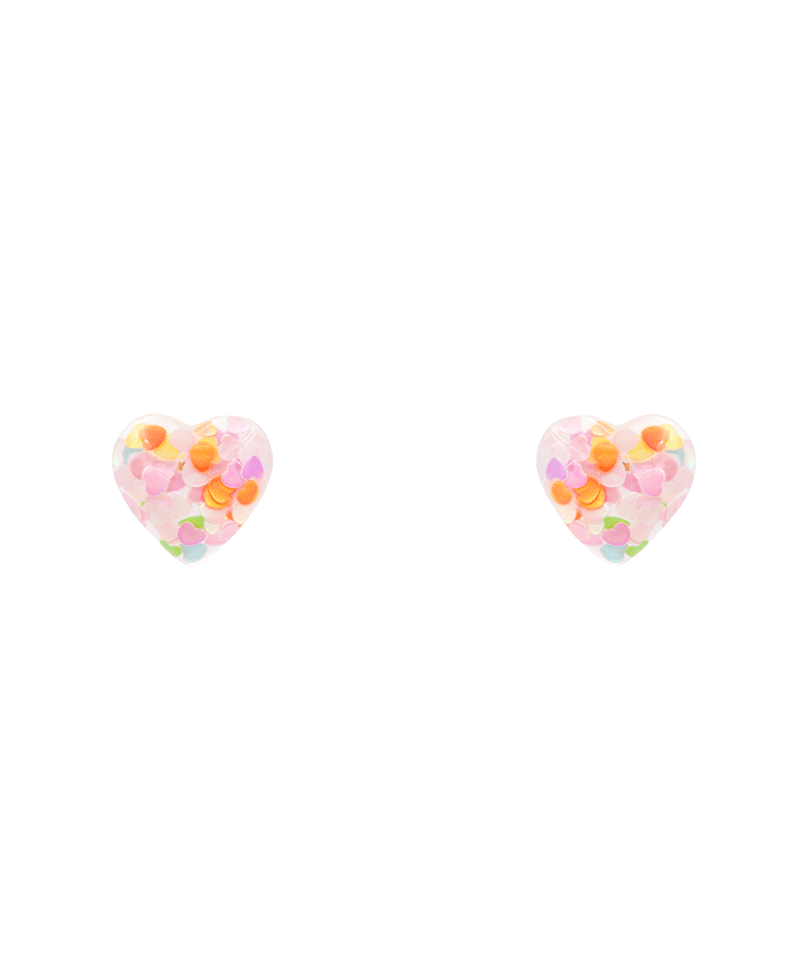 Heart Glitter Epoxy Stud Earring - 0.75"