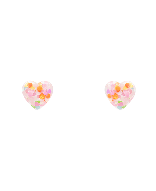 Heart Glitter Epoxy Stud Earring - 0.75"