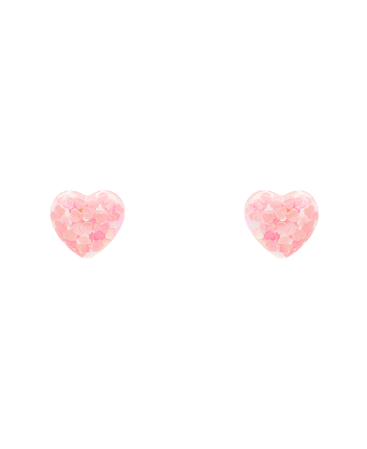 Heart Glitter Epoxy Stud Earring - 0.75"
