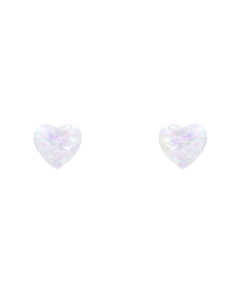 Heart Glitter Epoxy Stud Earring - 0.75"