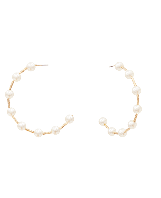 Pearl Hoop Earring - 2.25"