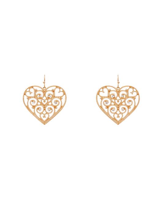 Heart Filigree Earring - 1.75"