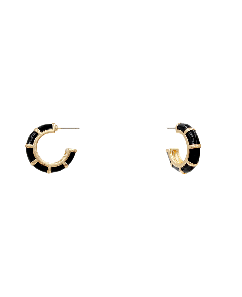 Bamboo Shape Enamel Hoop Earring - 1.0"