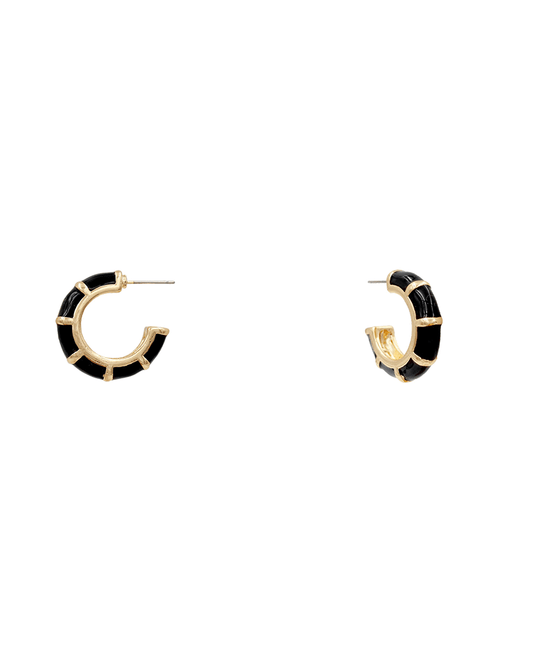 Bamboo Shape Enamel Hoop Earring - 1.0"