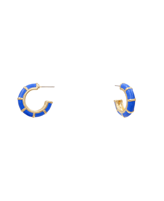 Bamboo Shape Enamel Hoop Earring - 1.0"