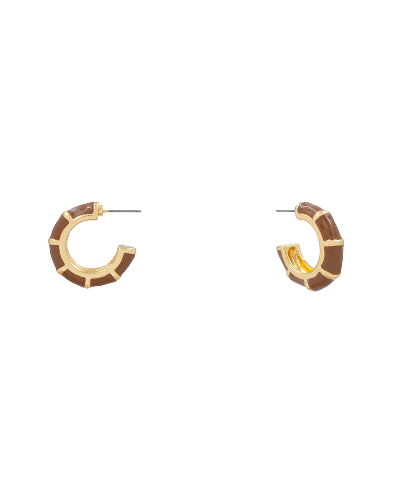 Bamboo Shape Enamel Hoop Earring - 1.0"